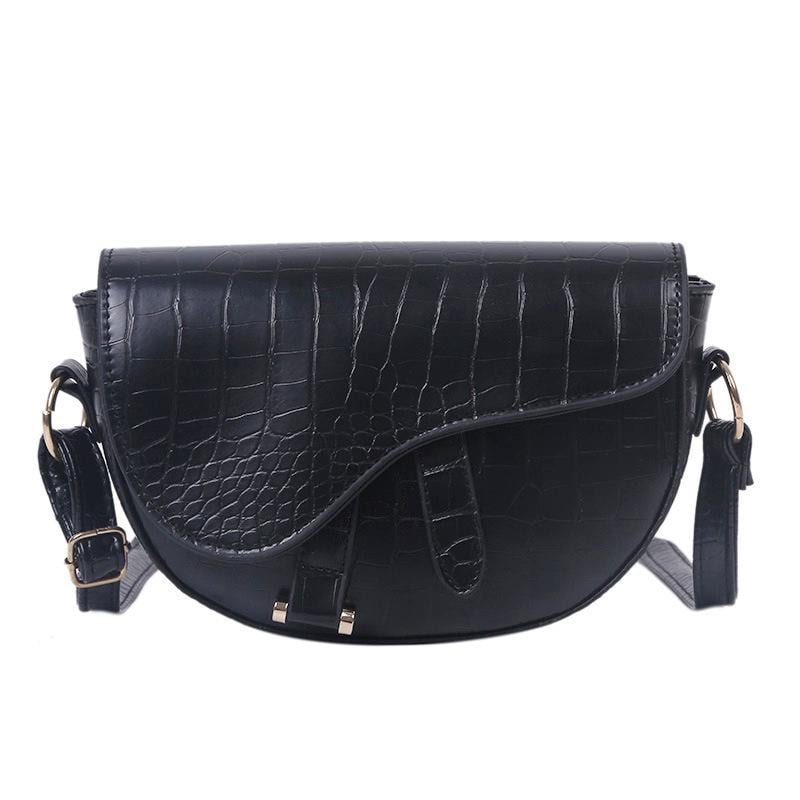 Сумка жіноча кобура-сідло з тисненням рептилія Чорний (IBG235B)