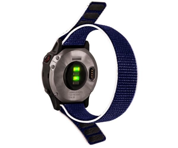 Ремешок Epik Nylon для смарт-часов Garmin Tactix 8 47 мм/Instinct E 45 мм/Fenix E 47 мм 22 мм Синий с белым