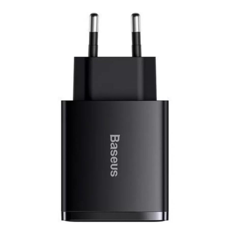 Зарядное устройство сетевое BASEUS Compact Quick Charger 30 W QC+ PD 1Type-C/2USB Black (2363151259) - фото 4