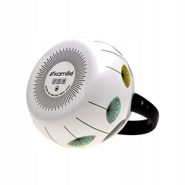 Чайник со свистком Kamille KM-1031 с рисунком из эмалированной стали 2,2 л Белый (150-84-1031) - фото 3