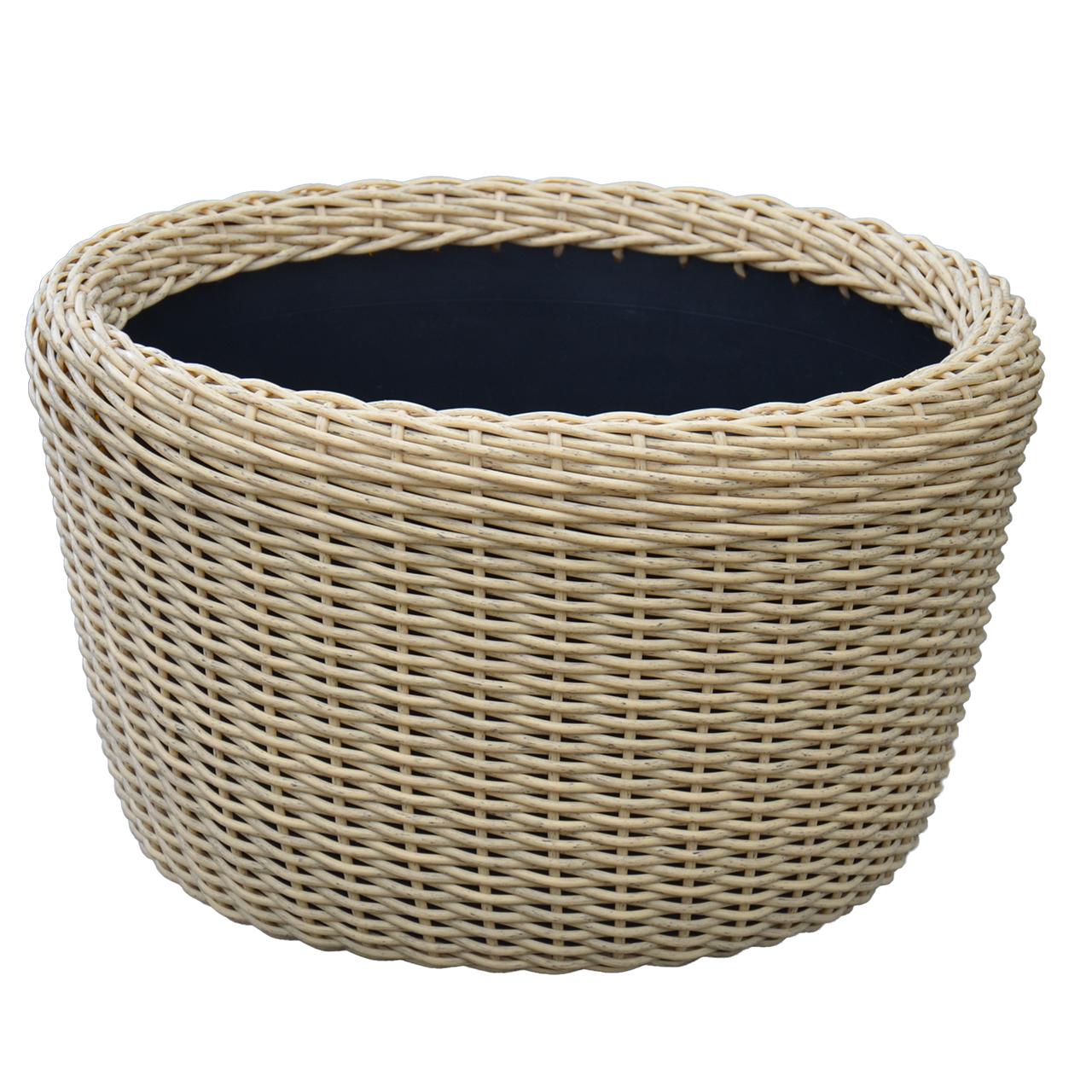 Кашпо велике для рослин та квітів з штучного ротангу/ручної роботи 60 л Світле дерево (12343665)