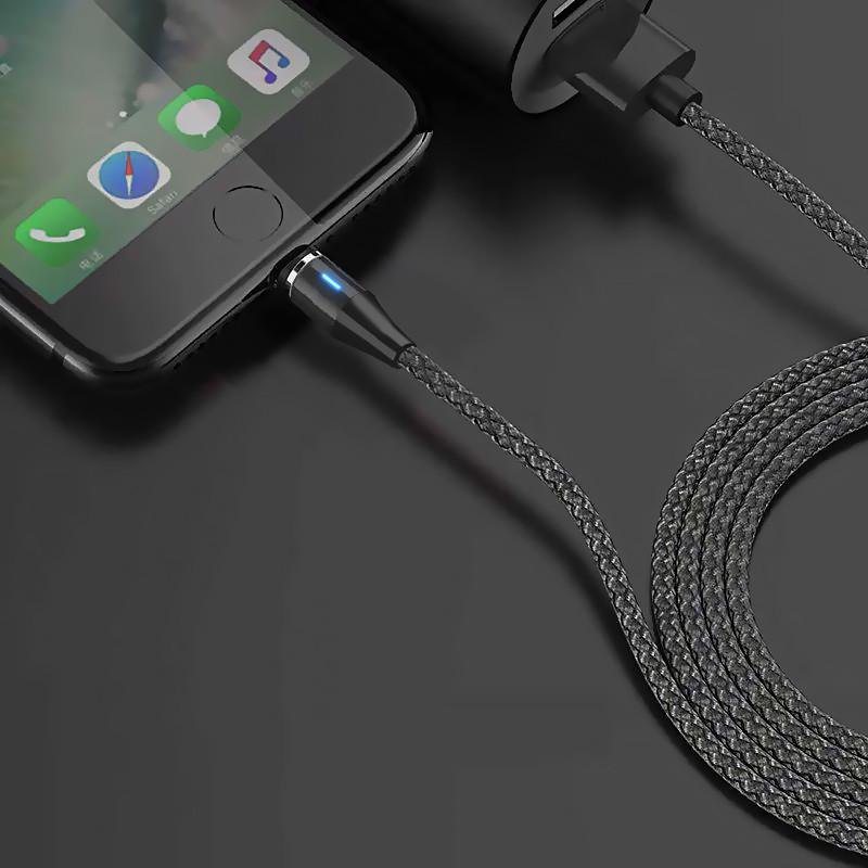 Магнитный кабель для зарядки Topk Lightning Black USB 1m Quick Charge 5A передача данных быстрая зарядка - фото 2