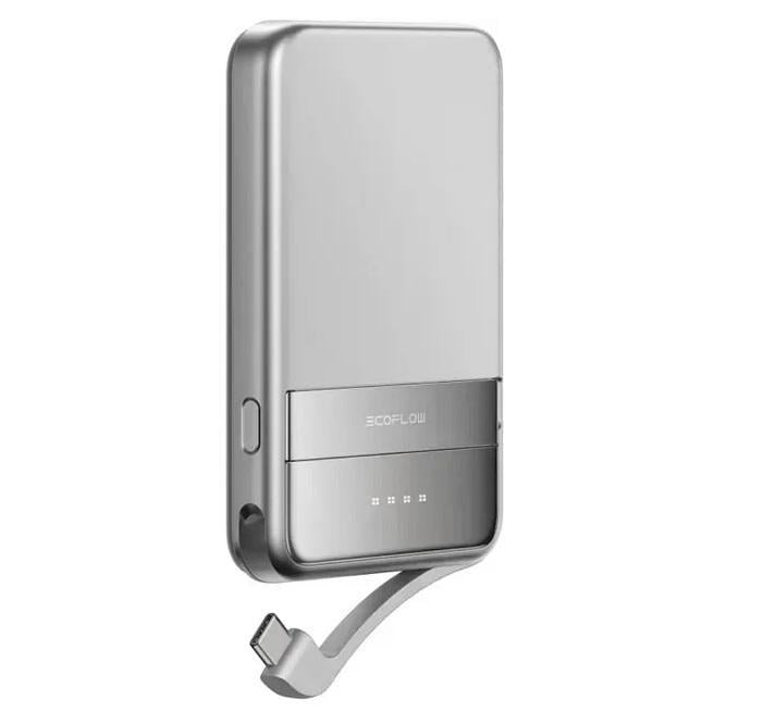 Повербанк EcoFlow RAPID Magnetic 5000 мАг з бездротовою зарядкою Qi2 30 Вт Сріблястий (27316730)
