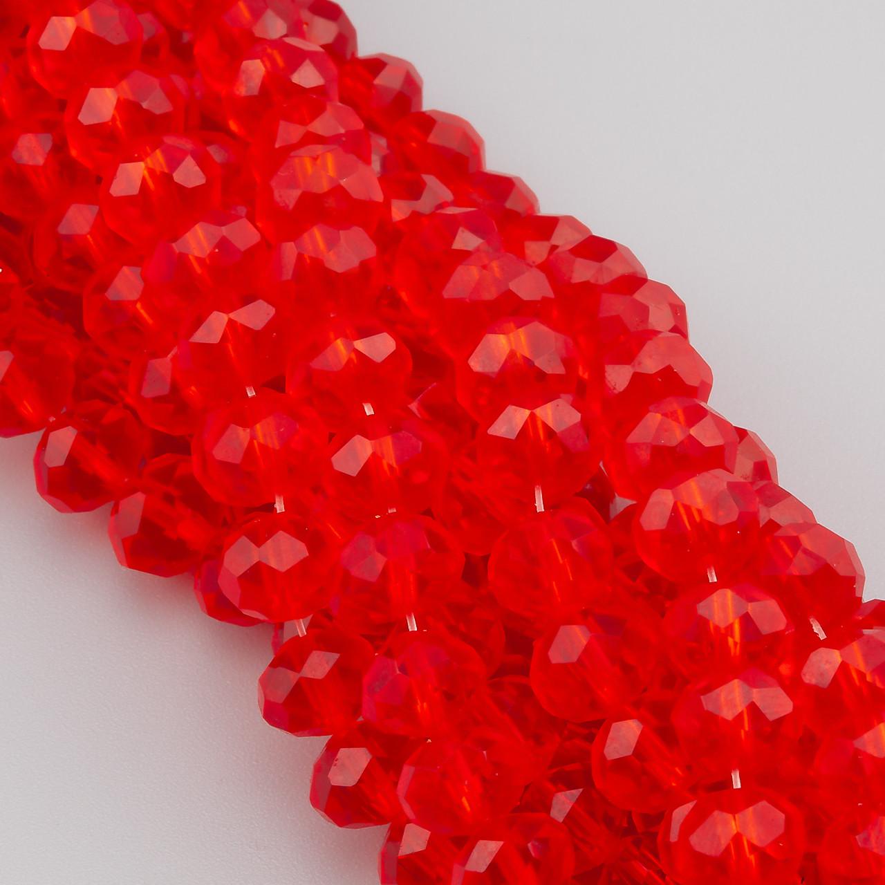 Бусины Swarovski огранка рондель 6х4,8 мм 40 см 85 шт. Алый/Прозрачный (БС6025а37)