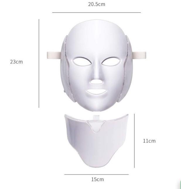 Led маска Mashele светодиодная фотодинамическая для омоложения кожи лица с накладкой для шеи Белый - фото 3