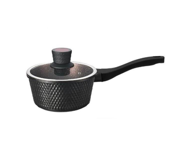 Ківш з литого алюмінію EB-16991 з антипригарним покриттям та скляною кришкою 1,5 л Чорний (24463473)