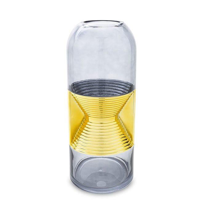 Ваза стеклянная Flora 32 см Серо-золотой (34530)