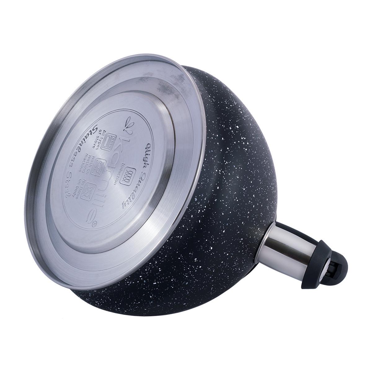 Чайник со свистком Kamille KM-1086 из нержавеющей стали и нейлоновой ручкой 2,7 л Черный мрамор (150-84-1086) - фото 6 Чайник со свистком Kamille KM-1086 из нержавеющей стали и нейлоновой ручкой 2,7 л Черный мрамор (150-84-1086) - фото 6