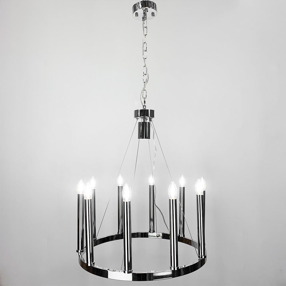 Люстра подвесная кольцевая подсвечник на 11 ламп Серебряный (MJ 105-600 CH) Люстра подвесная кольцевая подсвечник на 11 ламп Серебряный (MJ 105-600 CH)