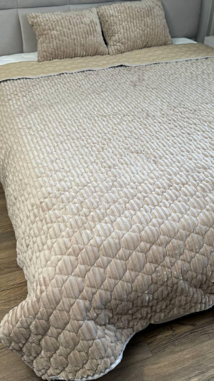 Покрывало стеганое двухстороннее евро 210х230 см/подушки 40х60 см 2 шт. Бежевый (П4К-cap-podush-0010) - фото 1 Покрывало стеганое двухстороннее евро 210х230 см/подушки 40х60 см 2 шт. Бежевый (П4К-cap-podush-0010) - фото 1