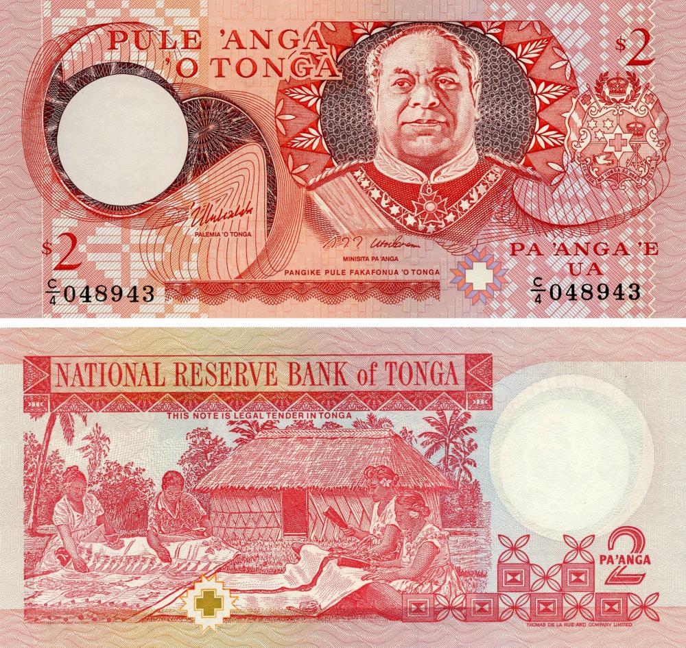 Коллекционная банкнота Тонга 2 паанга 1995 UNC P32d (Б18231)