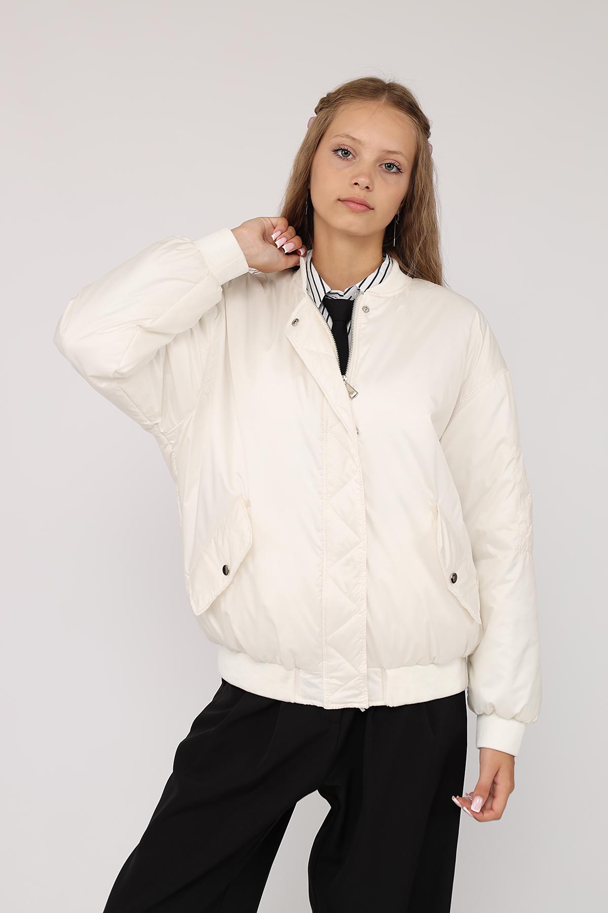 Бомбер жіночий ЦБ-00282183 р. 42 Молочний (SKT001079807) - фото 8