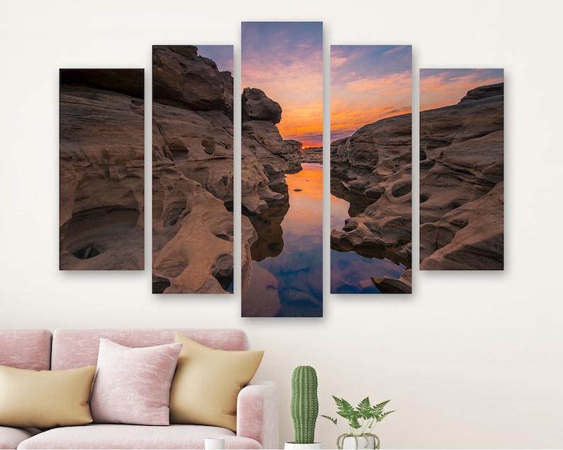 Модульная картина на холсте из пяти частей KIL Art Закат в каньоне 187x119 см (M51_XL_448)