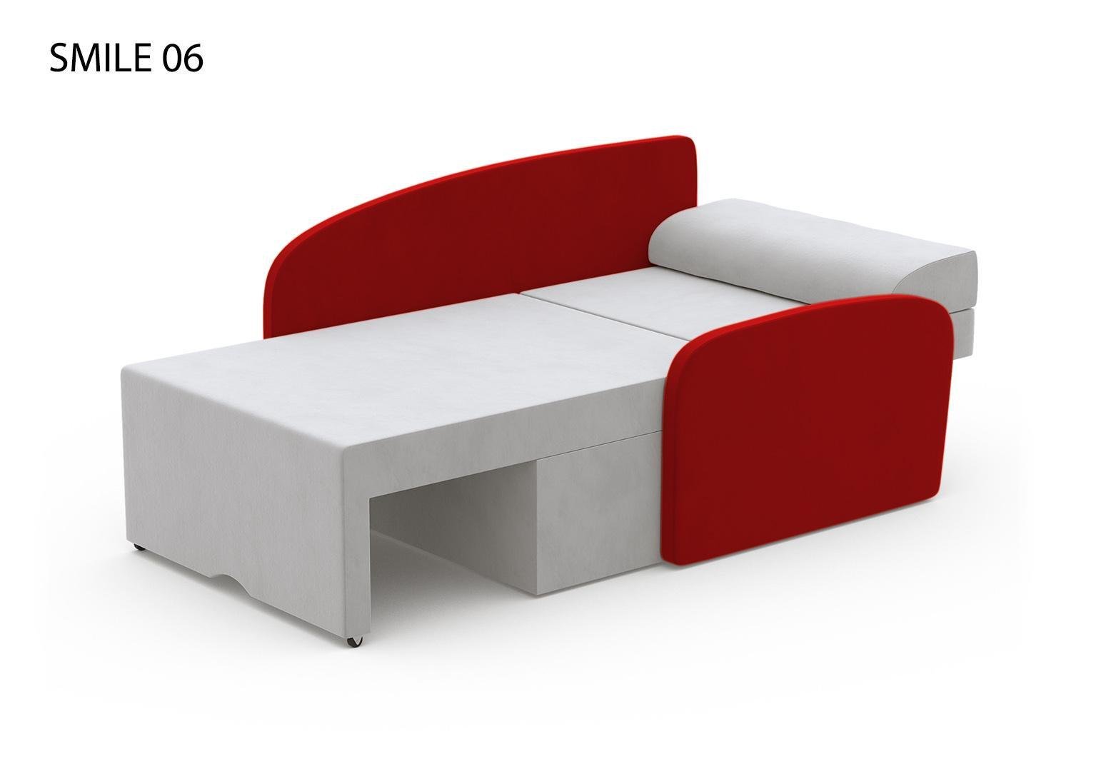 Диван-мини раскладной Viorina-Deko Etna Smile 06 ЛДСП/ ткань Красный/Белый - фото 3