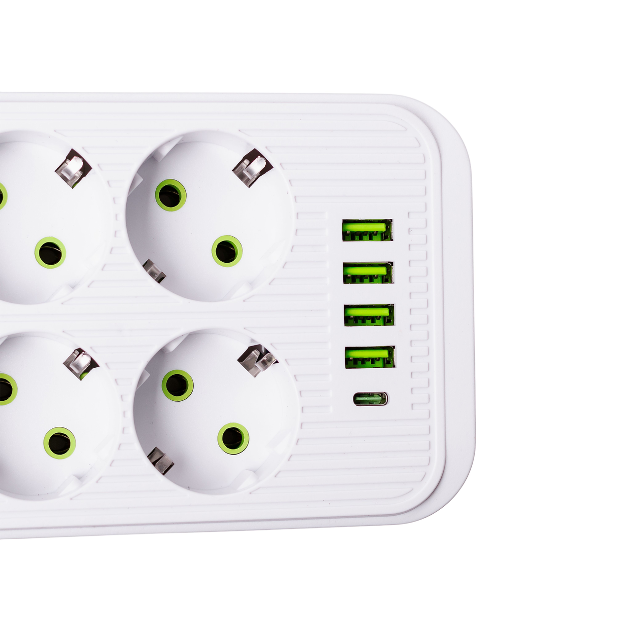 Удлинитель F06U на 6 розеток 4 USB 1 Type-C и кнопкой отключения 3 м Белый (HP-5-23) - фото 4 Удлинитель F06U на 6 розеток 4 USB 1 Type-C и кнопкой отключения 3 м Белый (HP-5-23) - фото 4