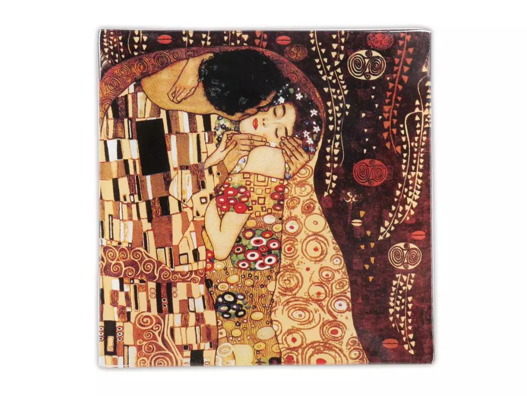 Тарелка стеклянная Г. Климт Поцелуй Carmani 13х13 см (198-1071)
