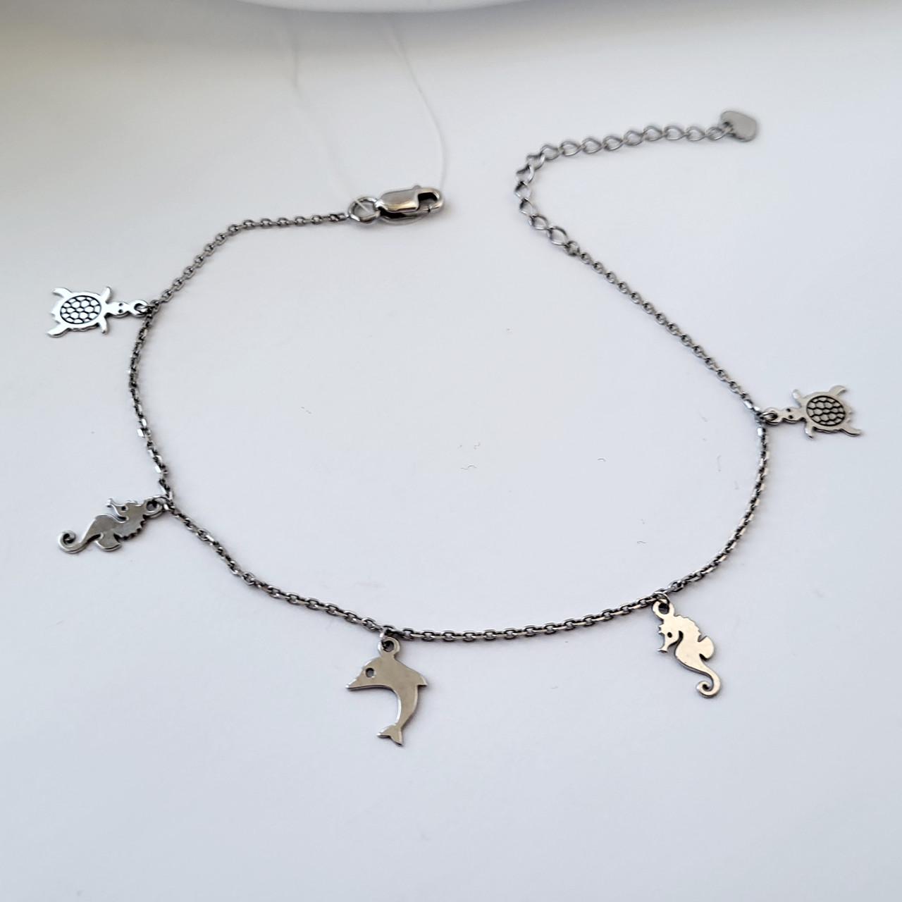 Браслет на ногу с подвесками без камней 20-25 см 925 пробы (661091)