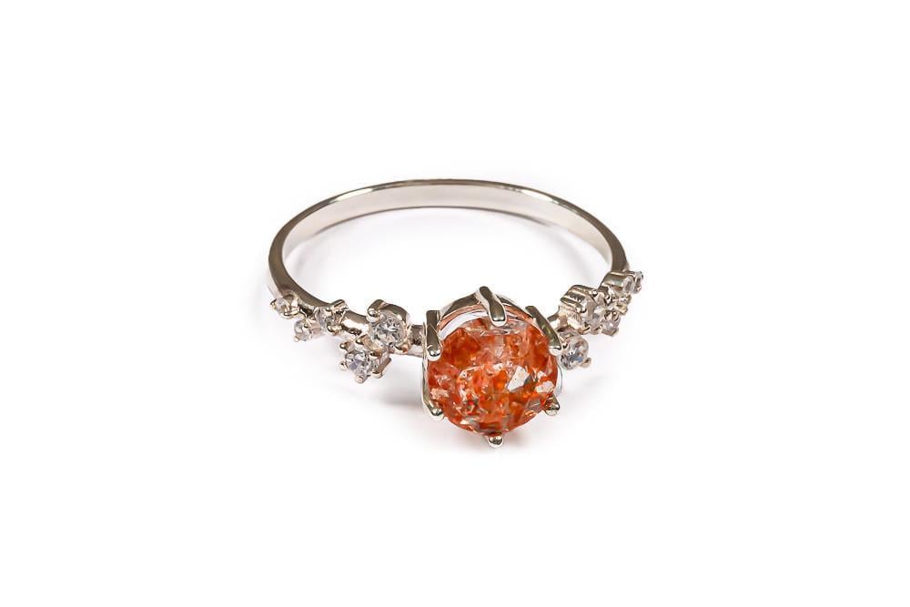 Кольцо из родированного серебра с солнечным камнем SK-0073 р. 18 (2243966059) Кольцо из родированного серебра с солнечным камнем SK-0073 р. 18 (2243966059)