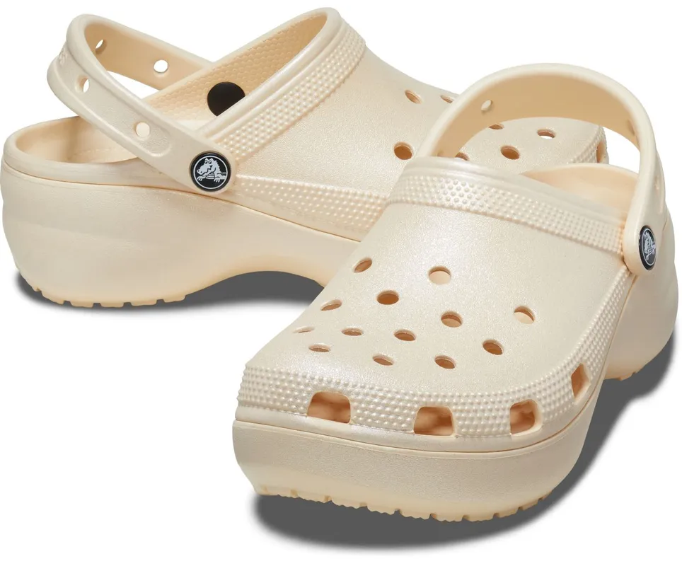 Сабо жіночі Crocs Classic Platform Shimmer Clog р. 37-38 Ванільний (13823)