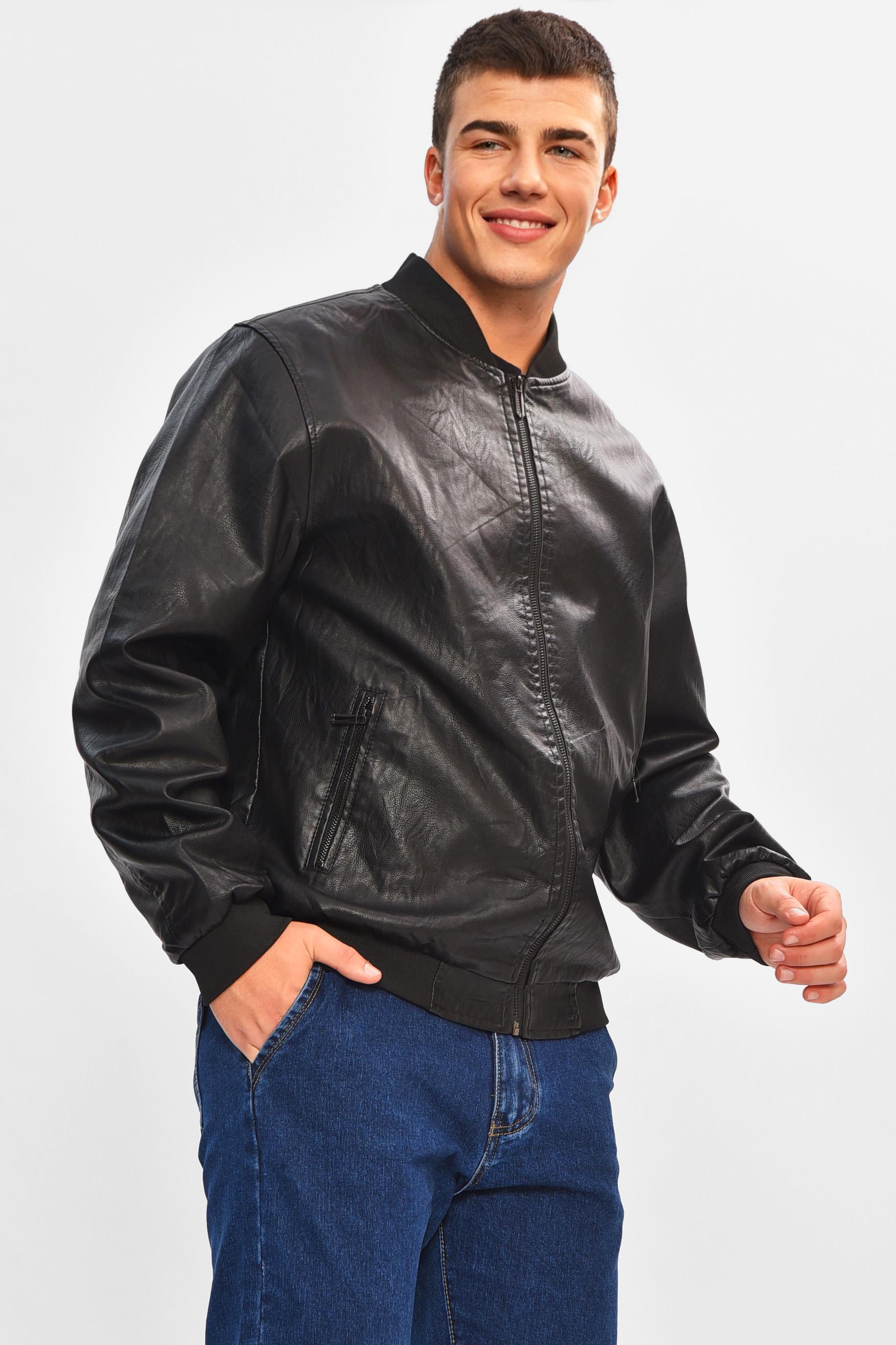 Куртка чоловіча демісезонна екошкіра XL Чорний (207070) Куртка чоловіча демісезонна екошкіра XL Чорний (207070)