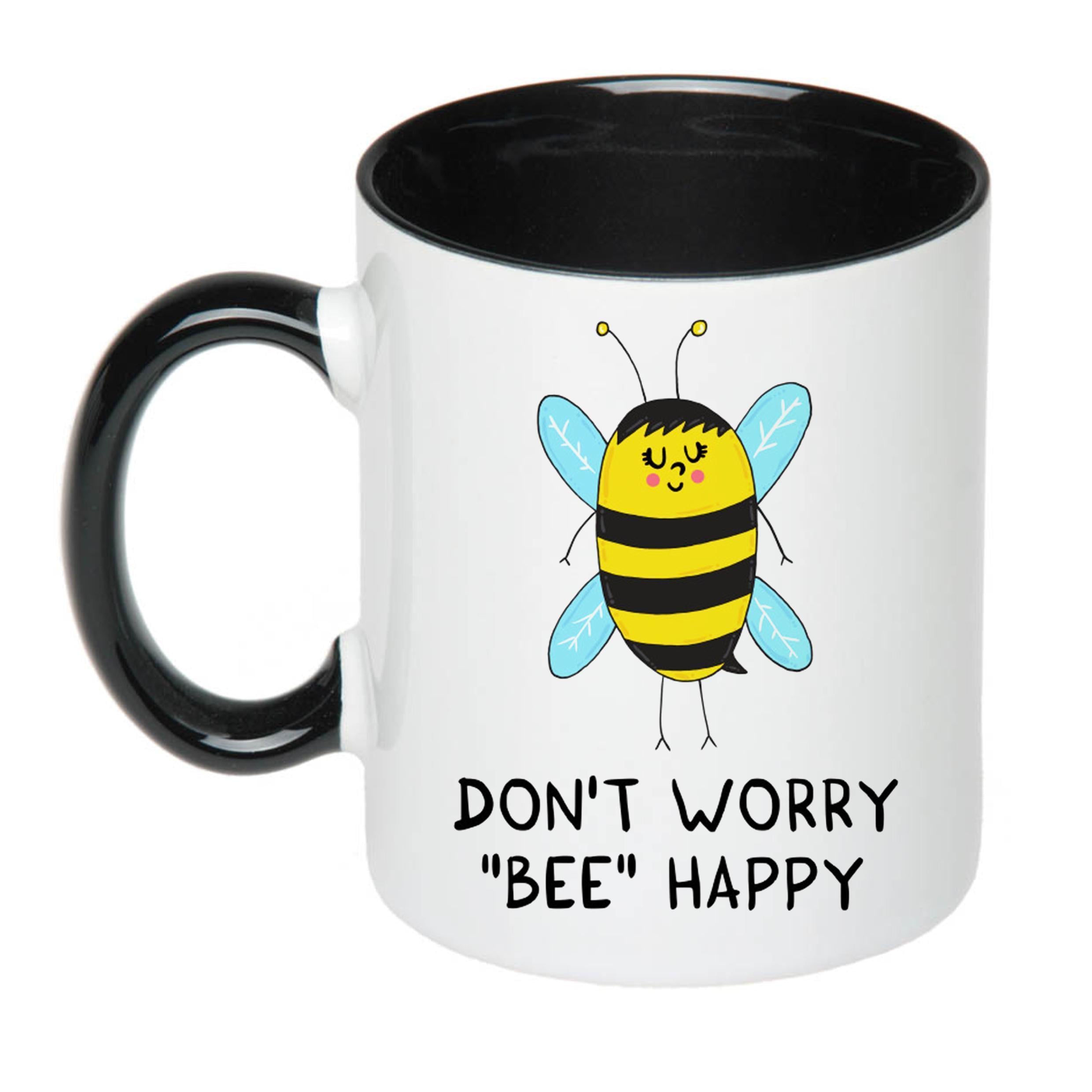 Чашка с принтом Don't worry "bee" happy 330 мл Черный (19097)