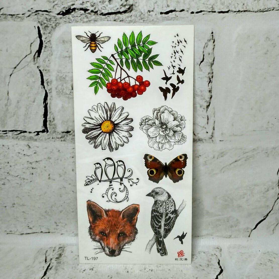 Тату временные Микс лист 9x19 см (TL-197)