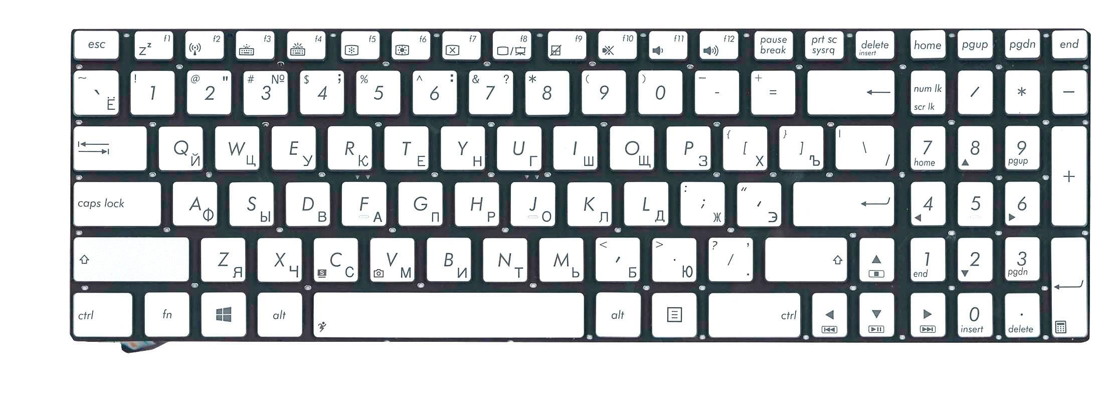 Клавиатура для ноутбука Asus N550 с подсветкой Light No Frame Silver
