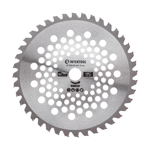 Ніж для мотокоси/тримера з твердосплавними напайками Intertool DT-2352 ø 255 мм 40T хвилеподібний