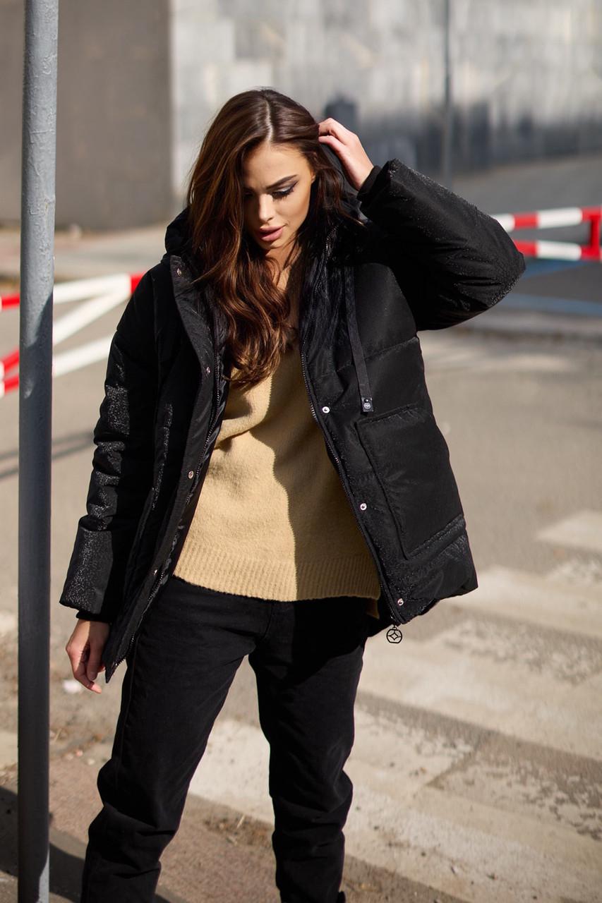 Куртка зимняя принт соты Seventeen S-M Черный Куртка зимняя принт соты Seventeen S-M Черный