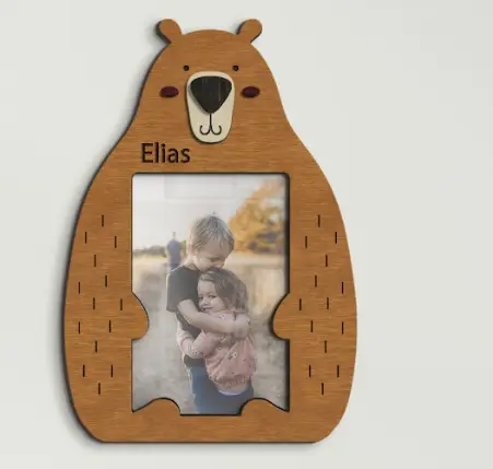 Фоторамка Ведмедик з нанесенням імені на 1 фото Світло-коричневий (bear_frame-2)