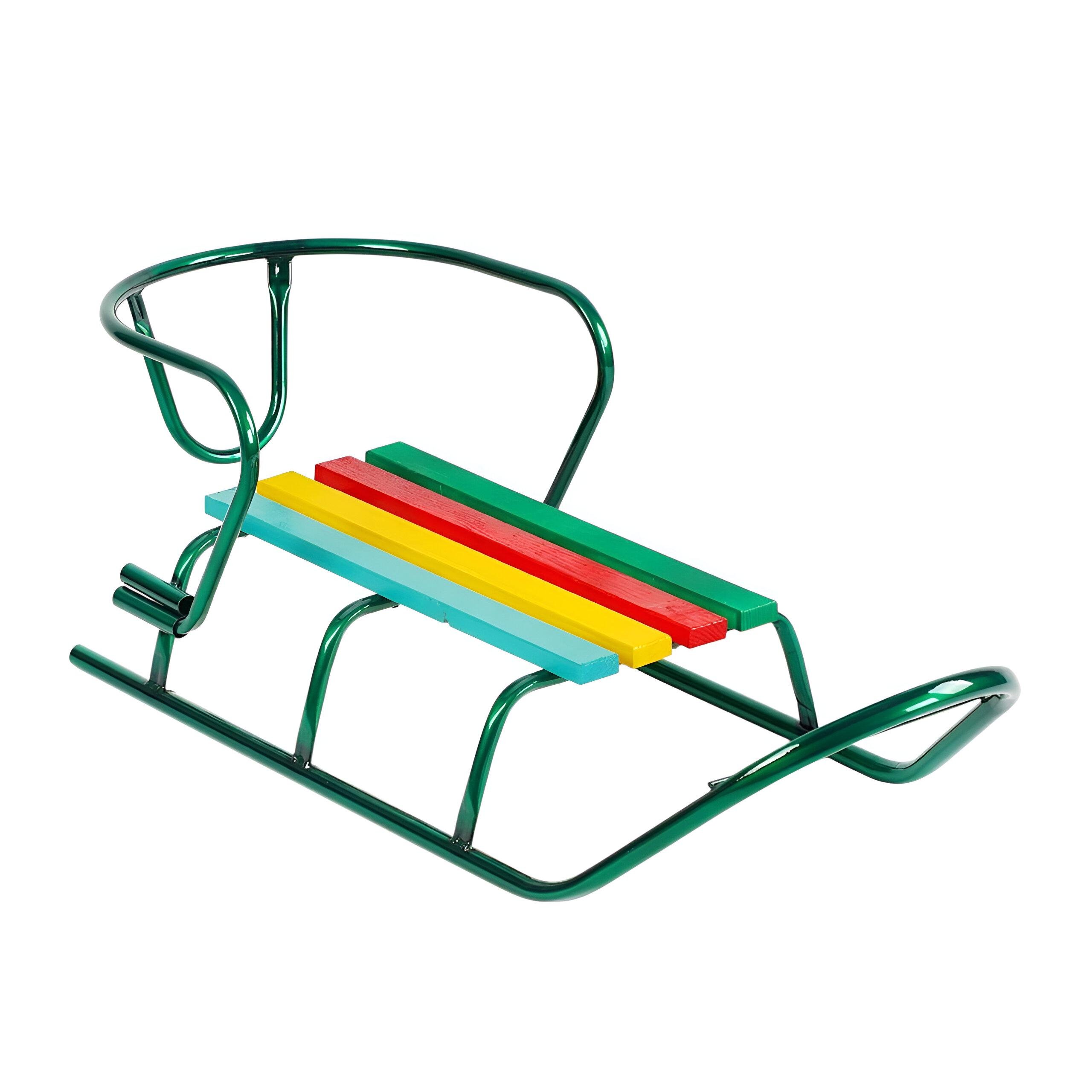 Санки дитячі Люкс Класік-1 без ручки з круглими полозами металева рама Зелений (30241293)