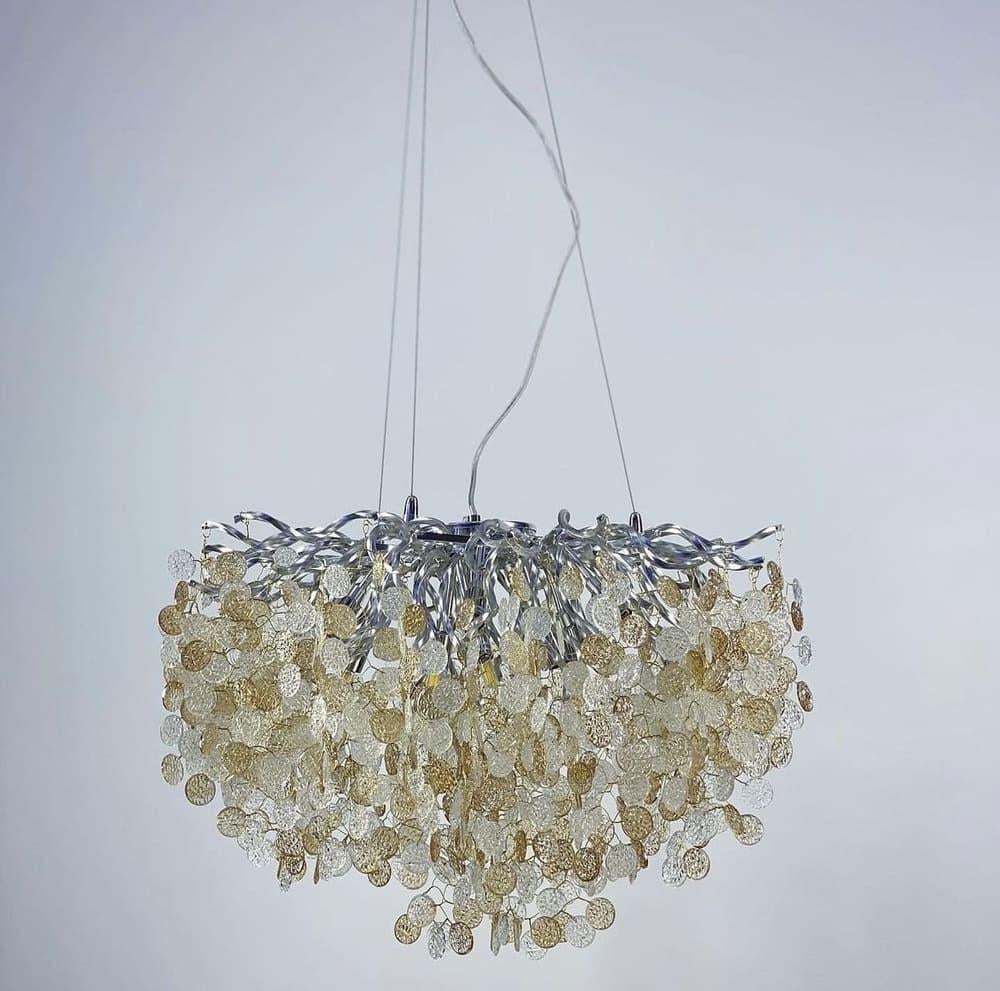 Светильник подвесной с пластинами из комбинированного стекла Ø 80 см Золотой (Y09GD)