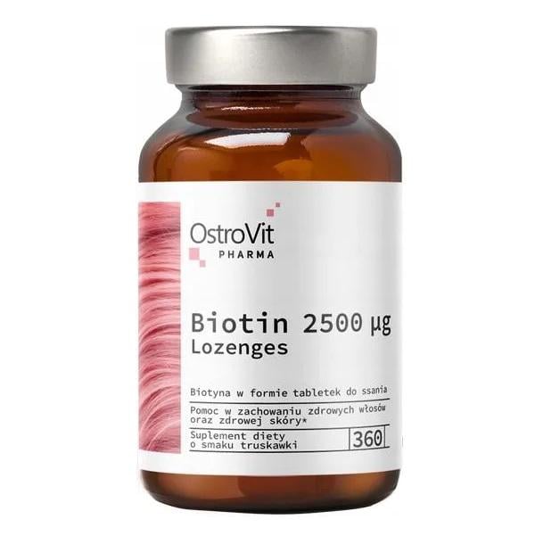 Вітамін B для спортсменів Ostrovit Biotin Strawberry 2500 мкг 360 Lozenges (23505781)