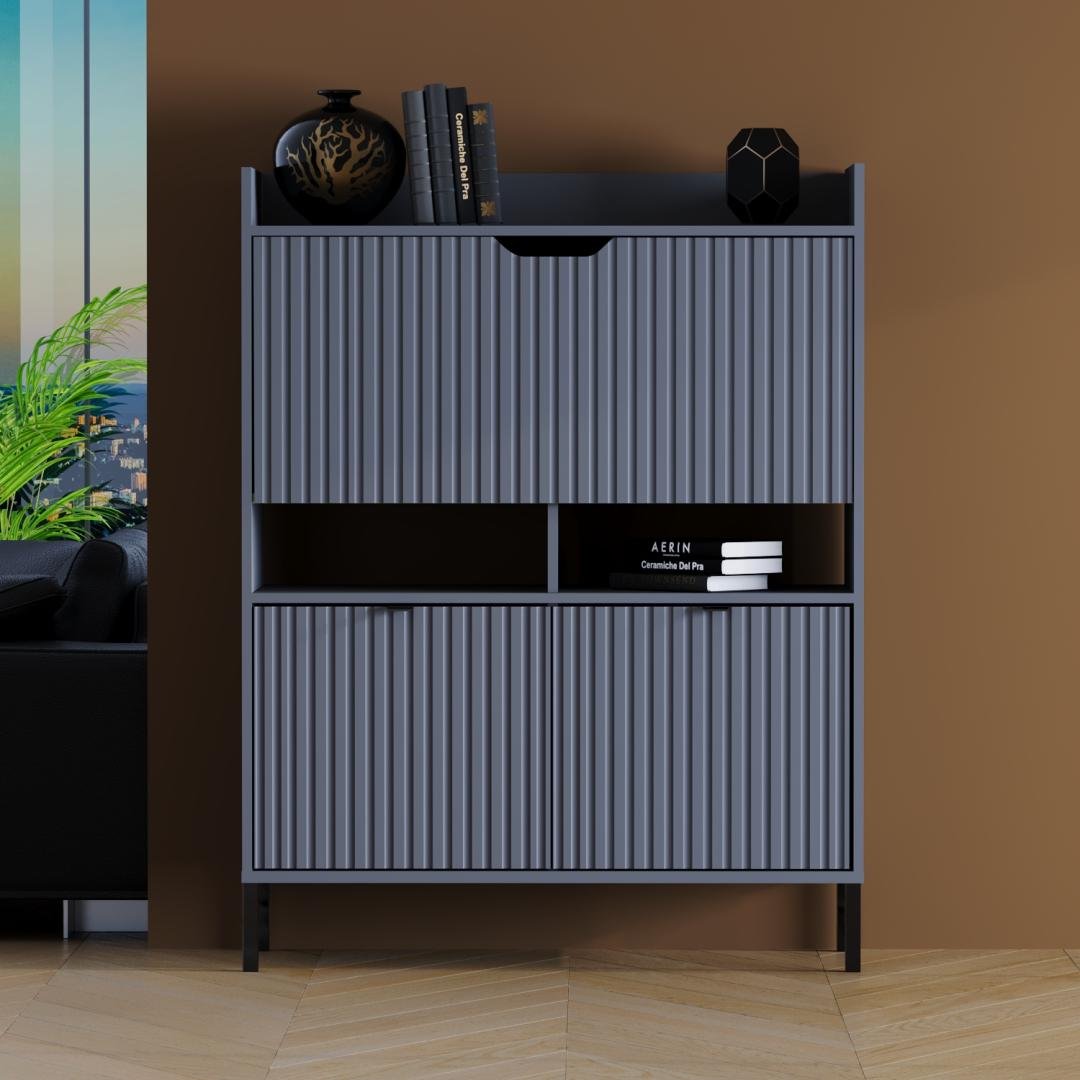 Комод-Стол трансформер Флорида W-4 МДФ 100/103/42 см Антрацит/Асфальт (01505) - фото 1