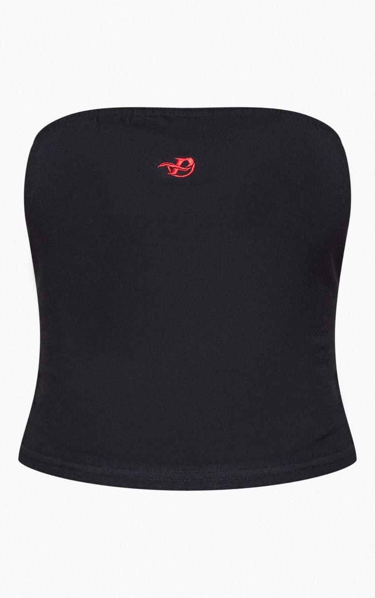 Топ женский бандажный Pretty Little Thing хлопчатобумажный короткий с вышивкой XS Черный