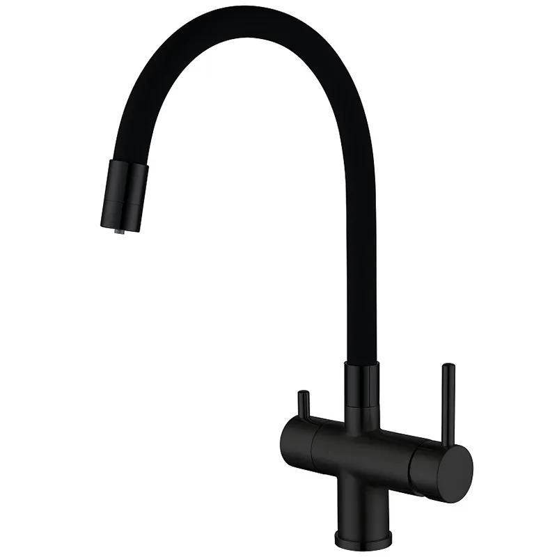 Смеситель для кухни KOER KB-72002-05 с силиконовым изливом и выходом для питьевой воды (KR3384)