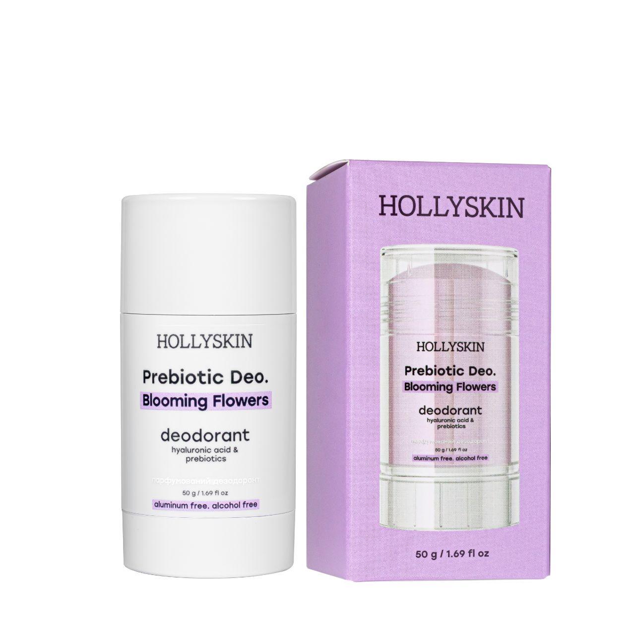 Дезодорант для тіла парфумований Hollyskin Prebiotic Deo Blooming Flowers жіночий з гіалуроновою кислотою та пребіотиками 50 г