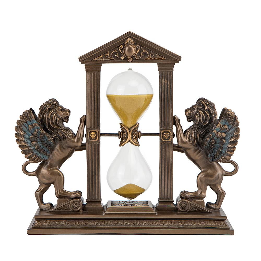 Статуэтка с песочными часами Крылатые Львы Хранители Времени Elisey из полистоуна на 5 мин. Бронзовый (100-81-77008А4)
