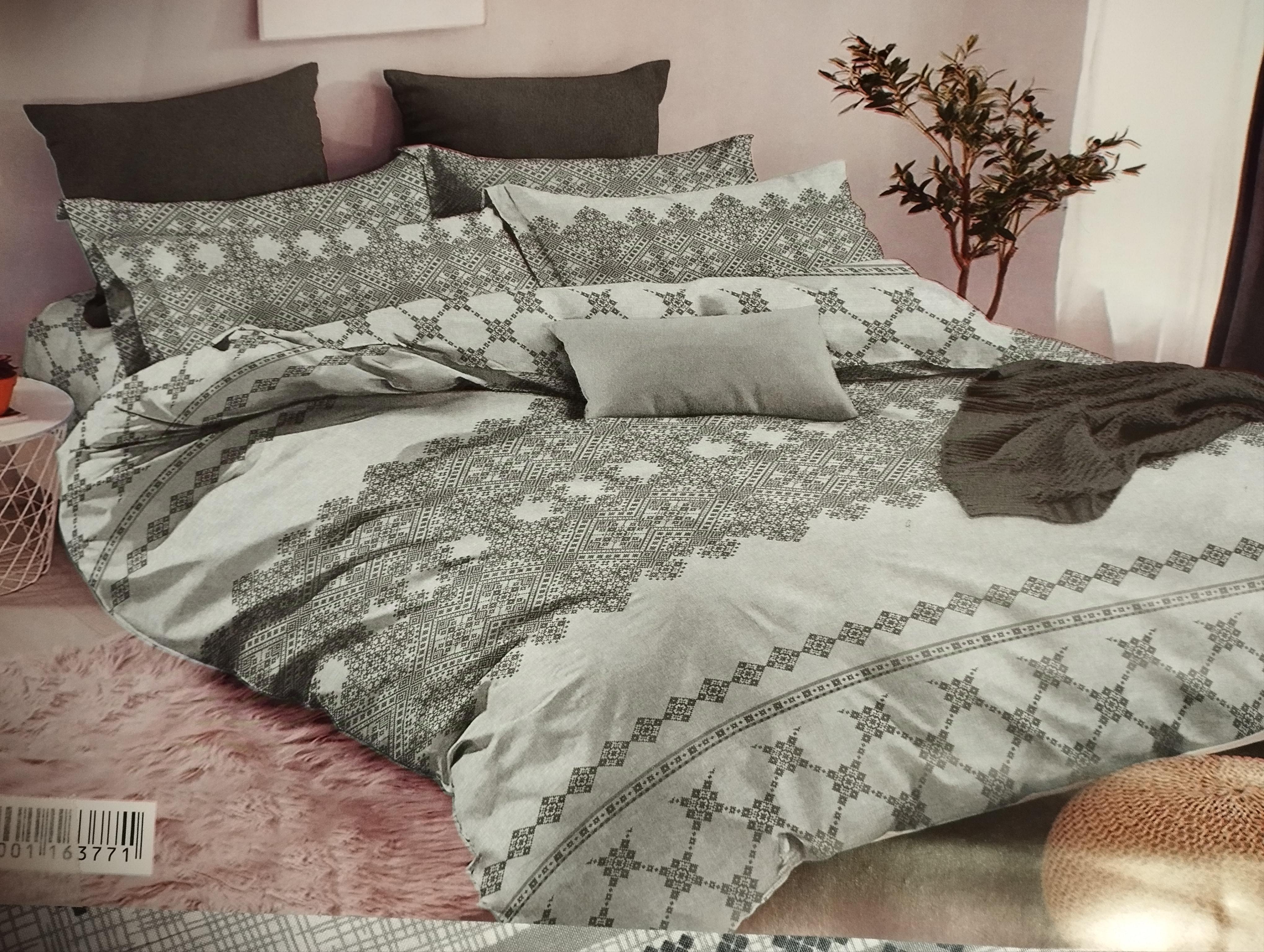 Простирадло полуторне Орнамент бязь голд люкс 160х220 см Сірий (23490067)