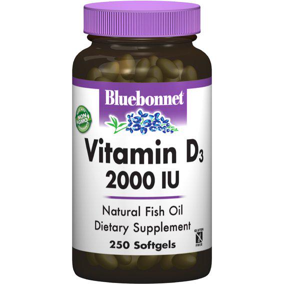 Вітамін D Bluebonnet Nutrition Vitamin D3 2000IU 250 Softgels (BLB0319) - фото 1