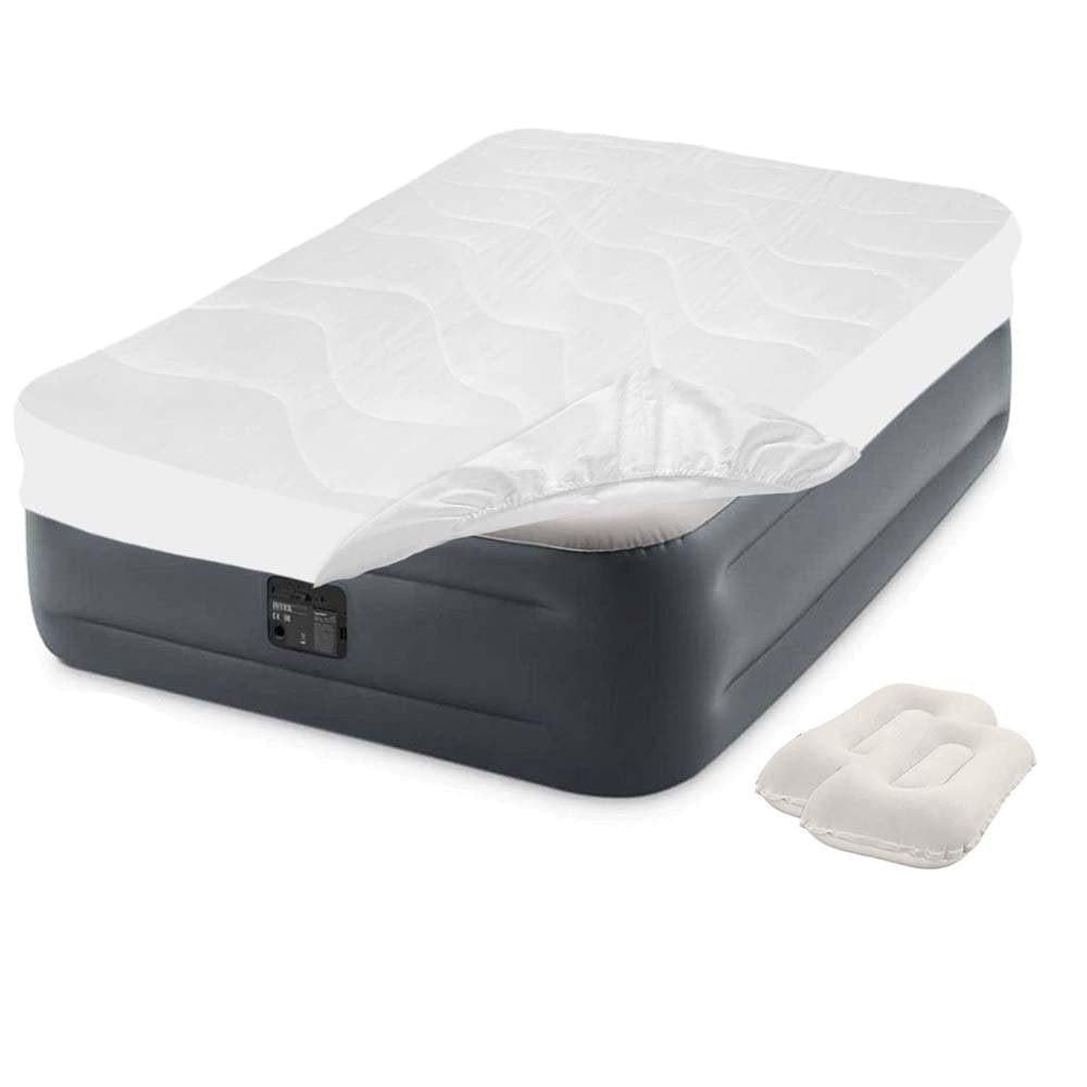 Надувная кровать двухместная Intex 64126 со встроенным электронасосом с 2 подушками и наматрасником 152x203х46 см (D-2019091919)