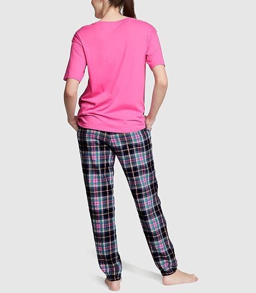 Піжама Victoria's Secret Flannel Jogger Tee-Jama футболка/штани S Рожевий (2104733060) - фото 2