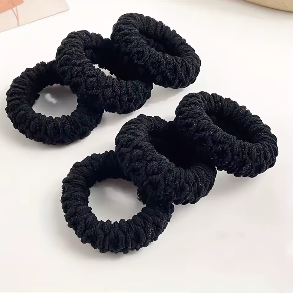 Набір жіночих гумок для волосся хвостів пучків м'які еластичні спандекс товсті однотонні 6 шт. Чорний - фото 5