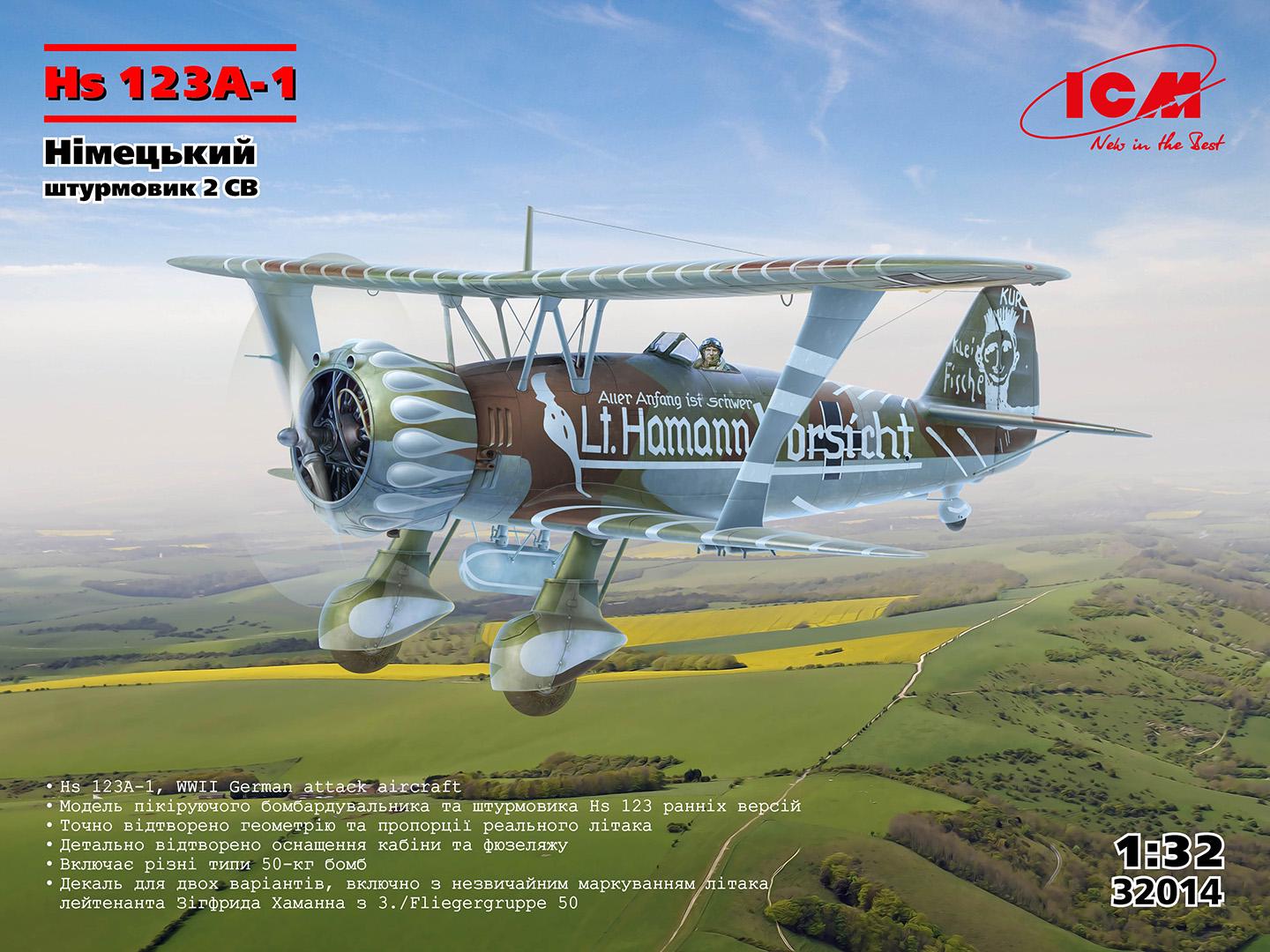 Сборная модель ICM Hs 123A-1 немецкий штурмовик 2 СВ (32014) - фото 2 Сборная модель ICM Hs 123A-1 немецкий штурмовик 2 СВ (32014) - фото 2