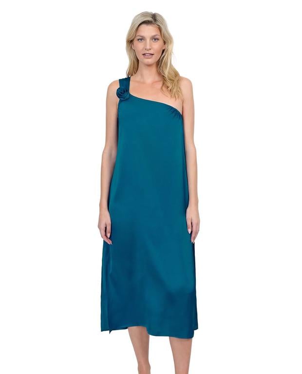 Платье на одно плечо Gottex S Синий/Зеленый (25RB308-teal)