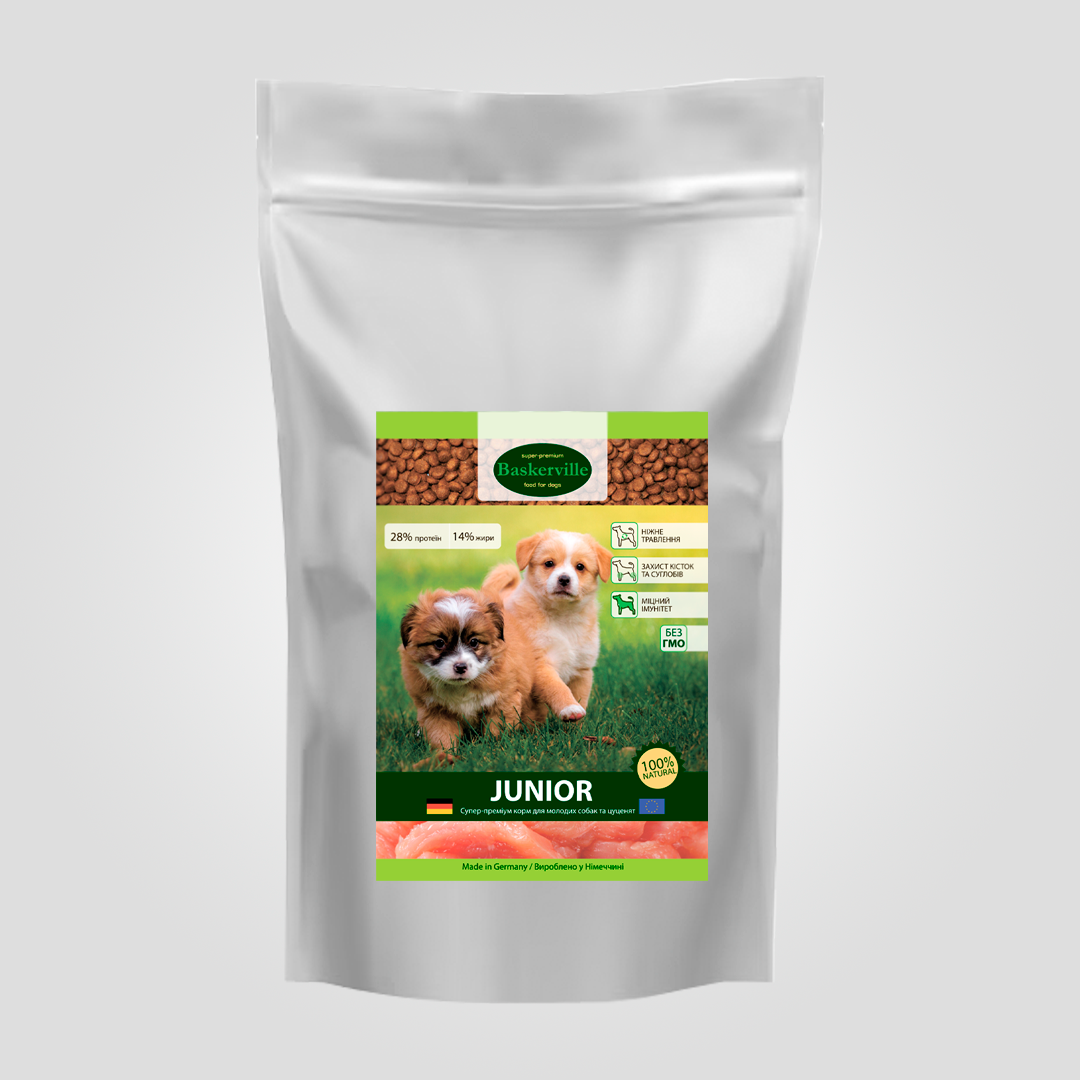 Корм сухий для цуценят на молодих собак Baskerville Баскервіль Junior 1 кг (25983801) Корм сухий для цуценят на молодих собак Baskerville Баскервіль Junior 1 кг (25983801)