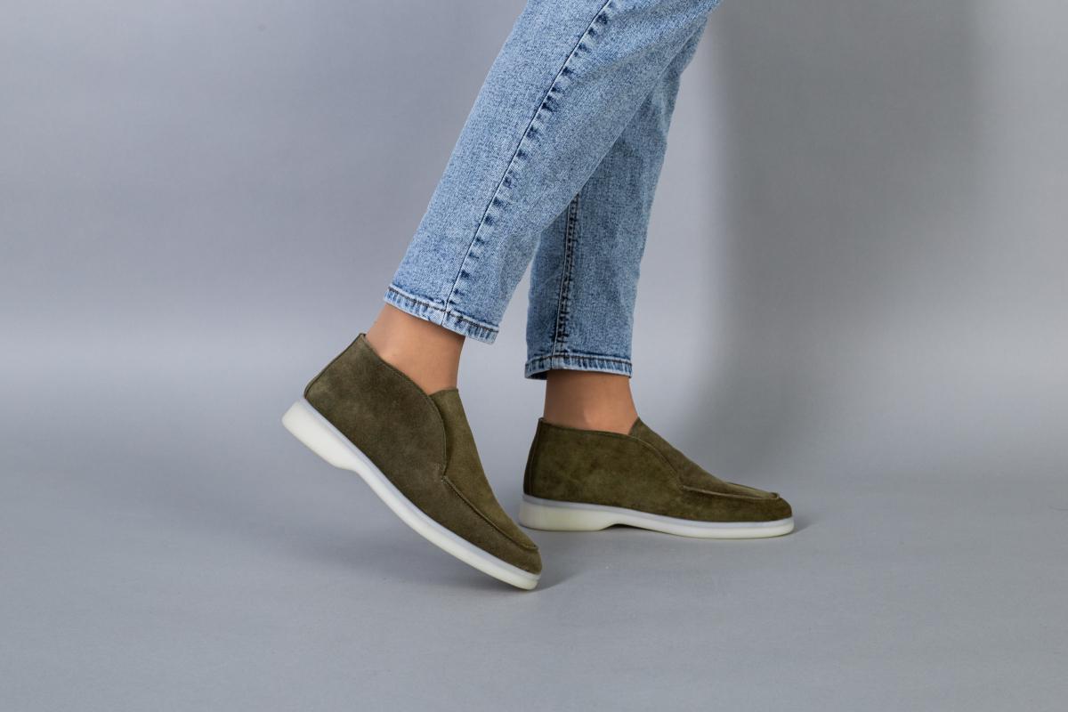 Лоферы женские замшевые Хаки р. 40 (6605-3/40)