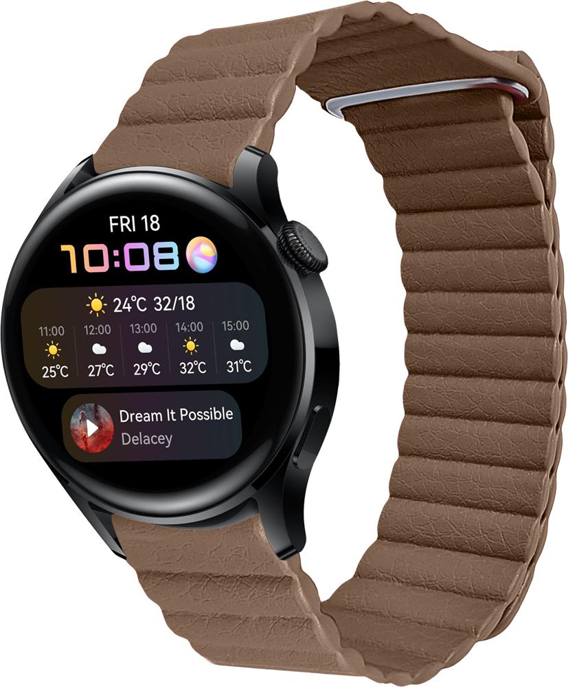 Ремешок кожаный Genis для Huawei Watch 3 Brown (26524-30)