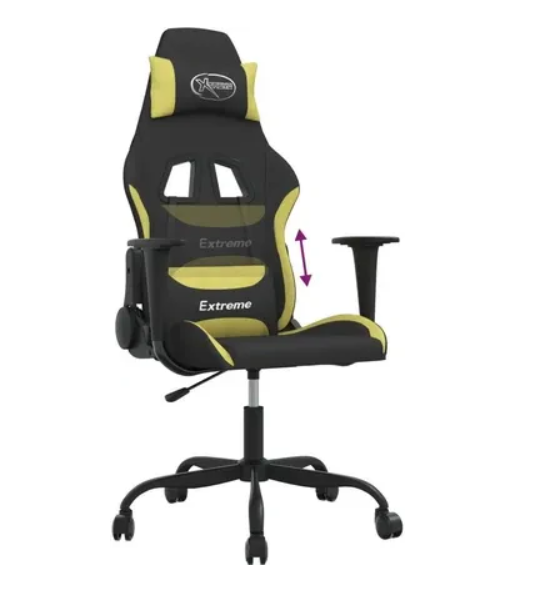 Компьютерное кресло геймерское vidaXL тканевое Black/Light Green (3143717)