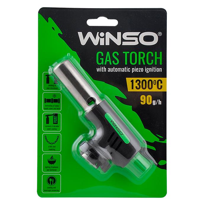 Пальник газовий WINSO з автоматичним п'єзопідпалом керамічний захист 68 мм 260230 (138569)